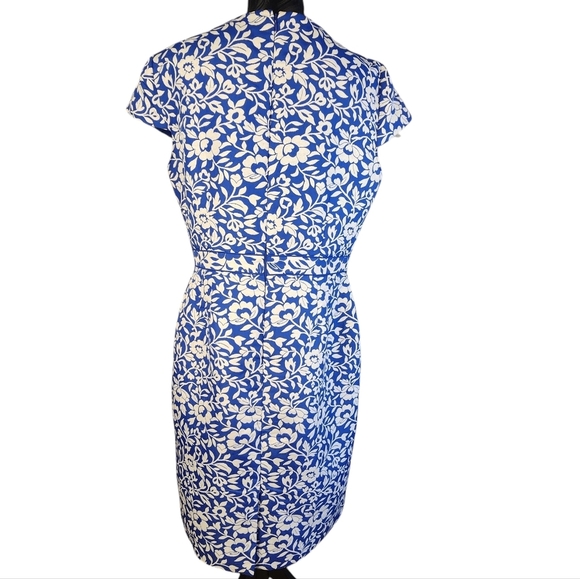 Alex Marie Blue & White Floral Sheath Dress Size 12 - Picture 2 of 10